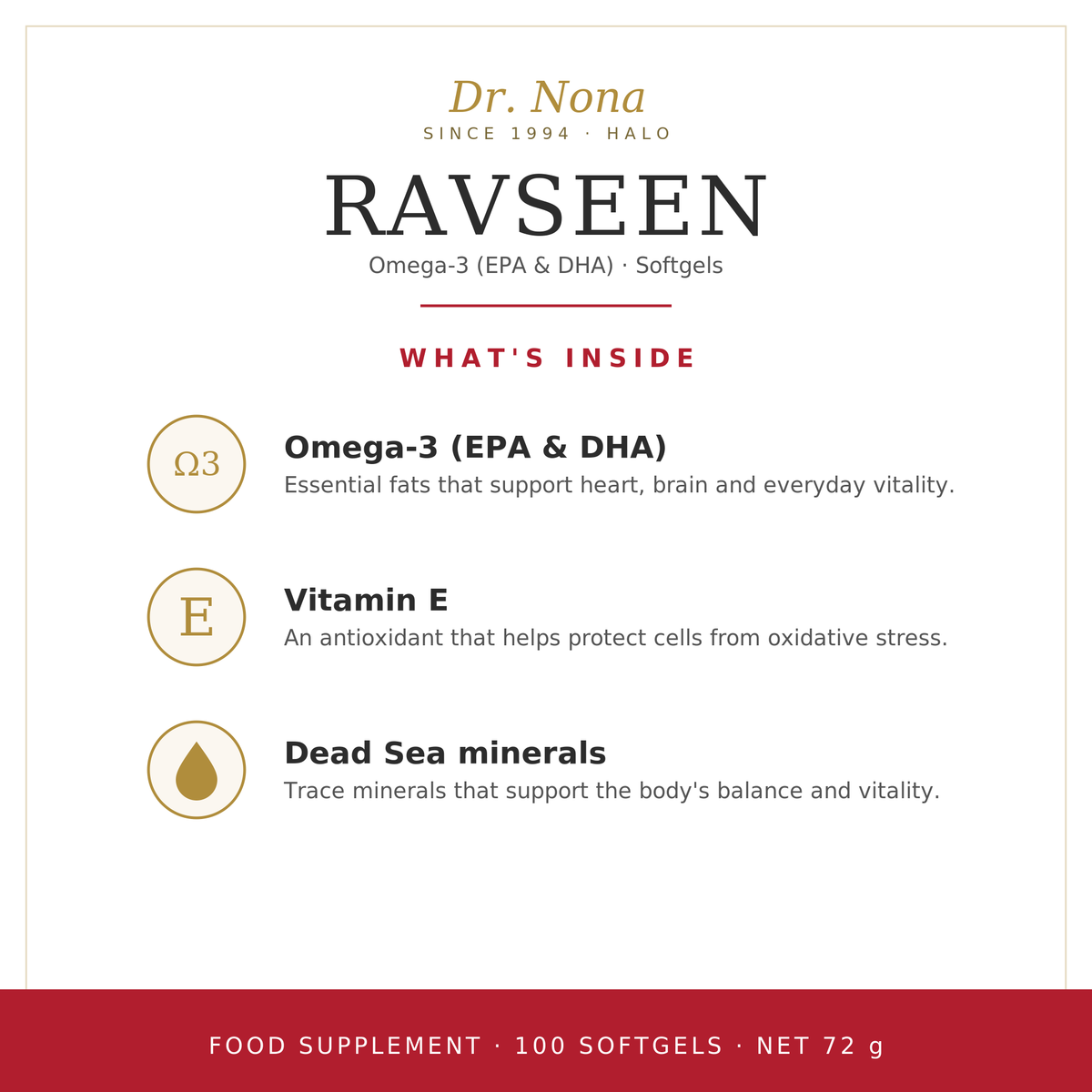Halo Ravseen: Omega 3 (EPA & DHA) and Vit E