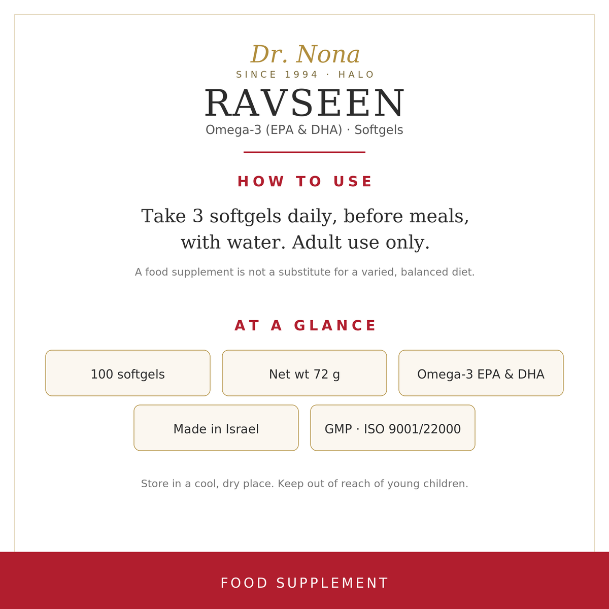 Halo Ravseen: Omega 3 (EPA & DHA) and Vit E